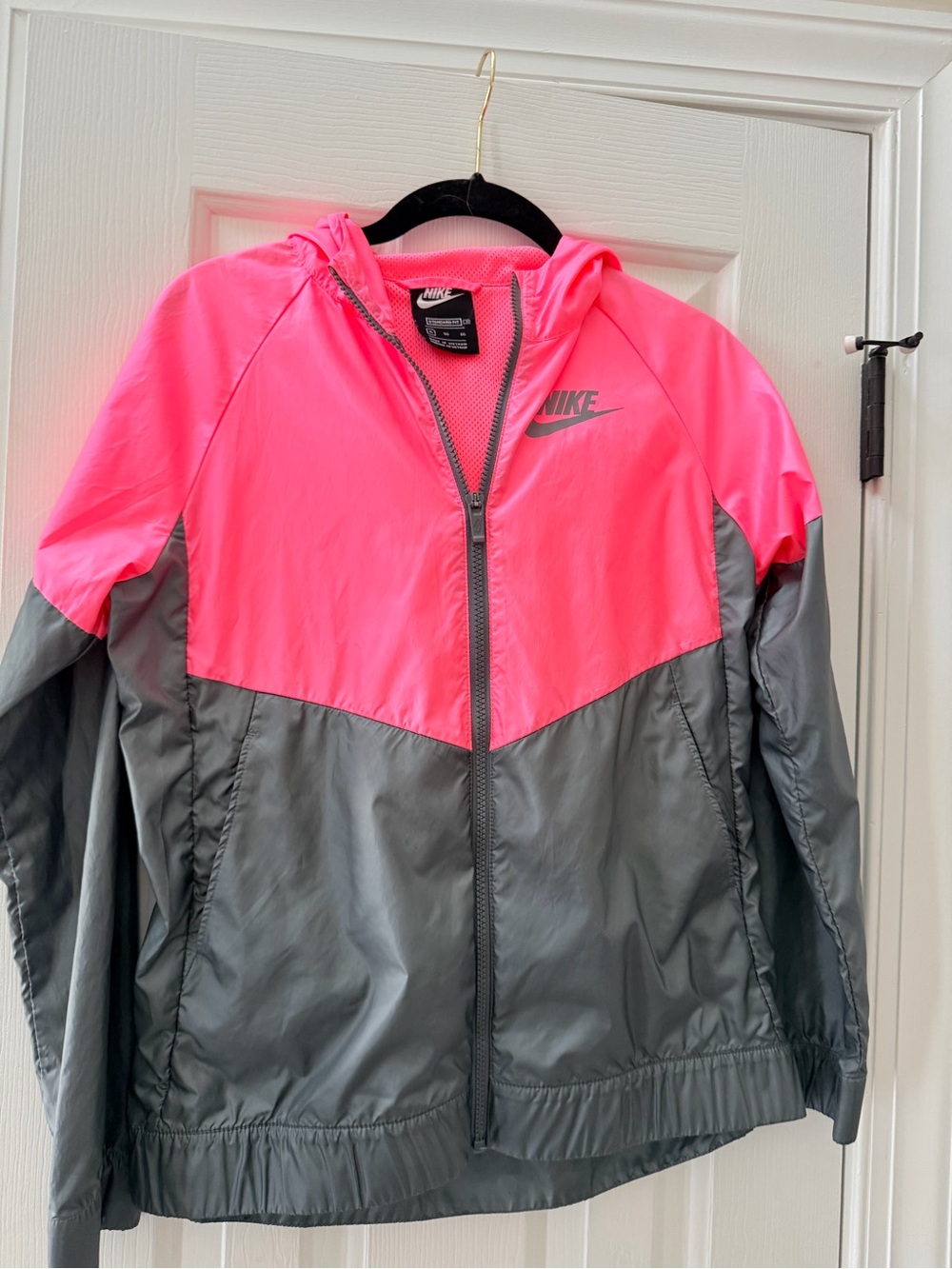 Nike Kids XL Pink & Gray Windbreaker Jacket